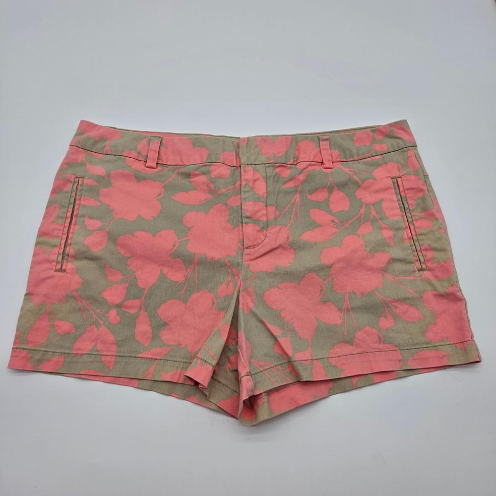 JCP Womens Pink Khaki Floral Chino Shorts Size 14 Tropical Summer Casual